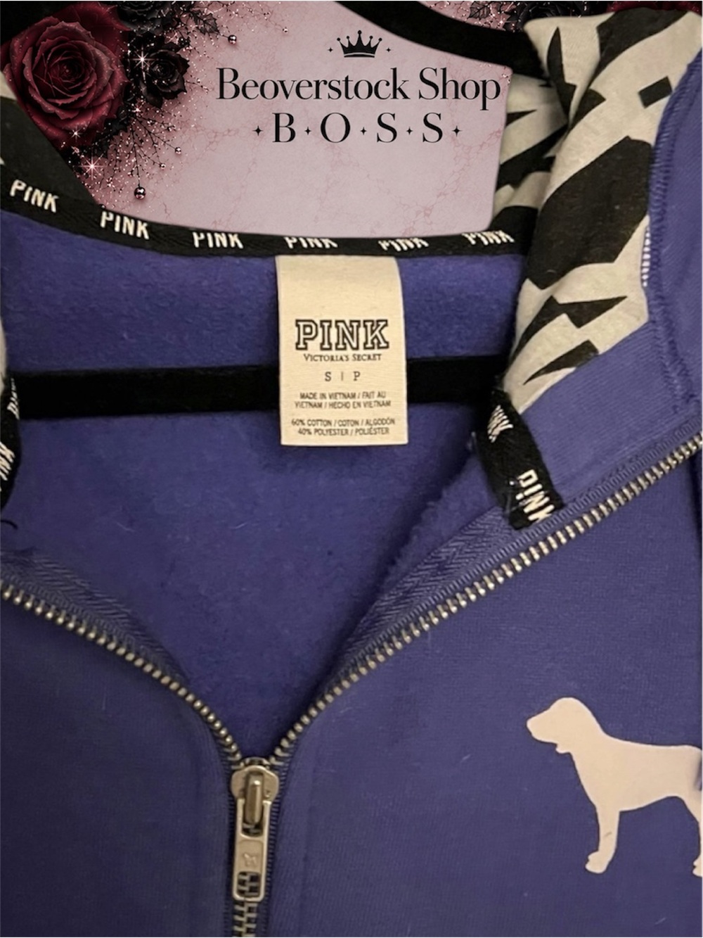 PINK Victoria’s Secret Full Zip Hoodie – EUC, Size Small - Picture 3 of 7